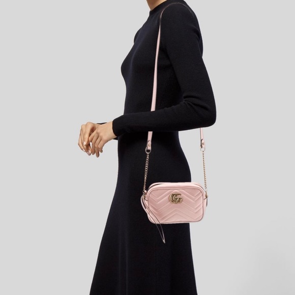 RARE light pink mini Gucci marmont matelasse with gorgeous gold hardware - Picture 9 of 11